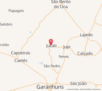Map of Jucati, Pernambuco