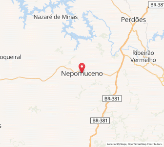 Map of Nepomuceno, Minas Gerais