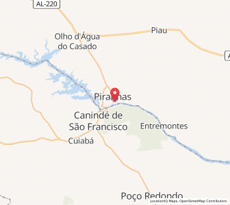 Map of Piranhas, Alagoas