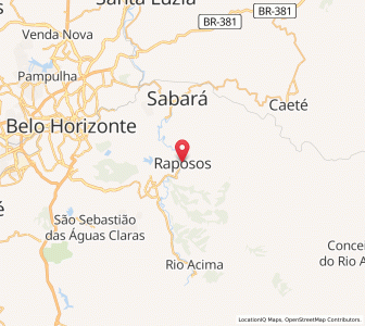 Map of Raposos, Minas Gerais