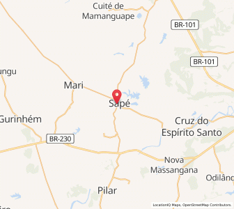 Map of Sapé, Paraíba