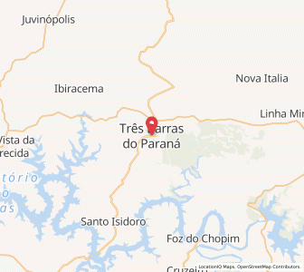 Map of Três Barras do Paraná, Paraná