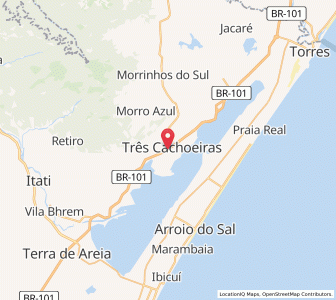 Map of Três Cachoeiras, Rio Grande do Sul