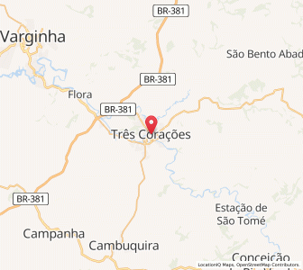 Map of Três Corações, Minas Gerais