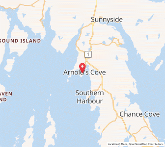 Map of Arnold's Cove, Newfoundland & LabradorNewfoundland and Labrador