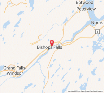 Map of Bishop's Falls, Newfoundland & LabradorNewfoundland and Labrador
