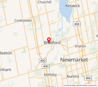 Map of Bradford West Gwillimbury, OntarioOntario