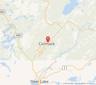 Map of Cormack, Newfoundland & LabradorNewfoundland and Labrador