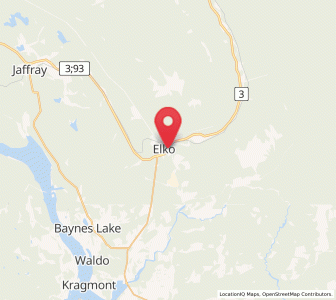 Map of Elko, British Columbia