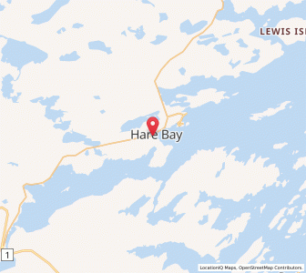 Map of Hare Bay, Newfoundland & LabradorNewfoundland and Labrador