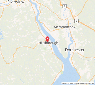 Map of Hillsborough, New BrunswickNew Brunswick