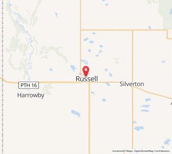 Map of Russell, ManitobaManitoba