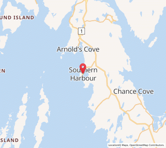 Map of Southern Harbour, Newfoundland & LabradorNewfoundland and Labrador