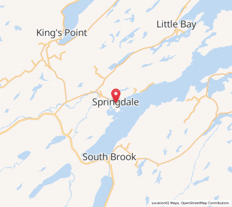 Map of Springdale, Newfoundland & LabradorNewfoundland and Labrador