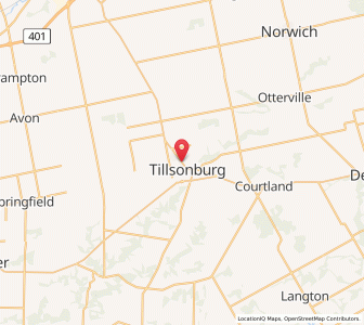 Map of Tillsonburg, OntarioOntario