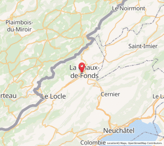 Map of La Chaux-de-Fonds, Neuchâtel