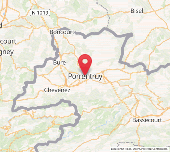Map of Porrentruy, Jura