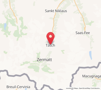 Map of Täsch, Valais