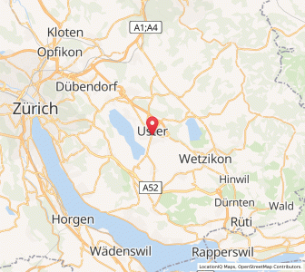 Map of Uster / Kirch-Uster, Zurich