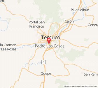 Map of Padre Las Casas, Araucanía