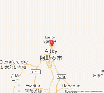 Map of Altay, Xinjiang
