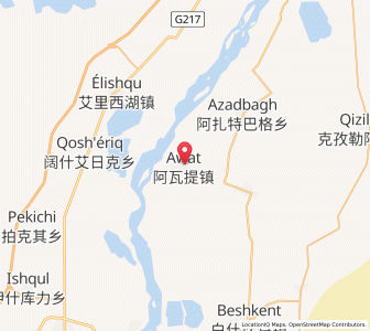 Map of Awati, Xinjiang