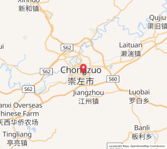 Map of Chongzuo, Guangxi