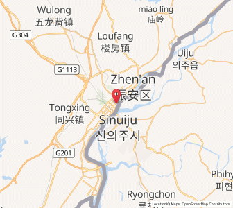 Map of Dandong, Liaoning