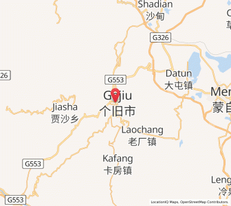 Map of Gejiu, Yunnan