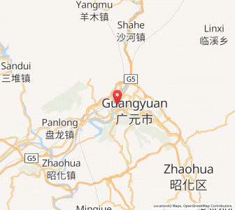 Map of Guangyuan, Sichuan