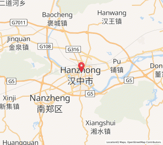 Map of Hanzhong, Shaanxi