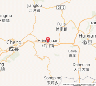 Map of Hongchuan, Gansu