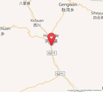 Map of Hongde, Gansu