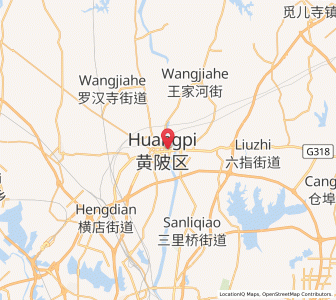 Map of Huangpi, Hubei