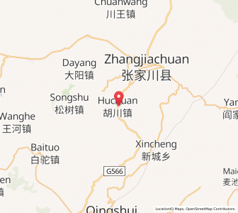 Map of Huchuan, Gansu