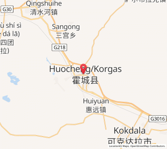 Map of Huocheng, Xinjiang