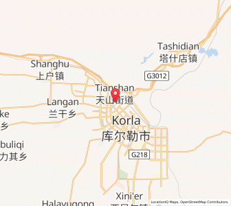 Map of Korla, Xinjiang