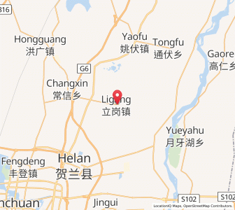 Map of Ligang, Ningxia Hui Autonomous Region