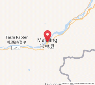 Map of Mainling, Tibet