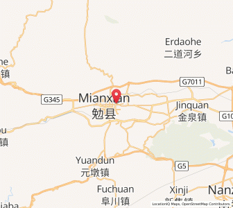 Map of Mianyang, Shaanxi