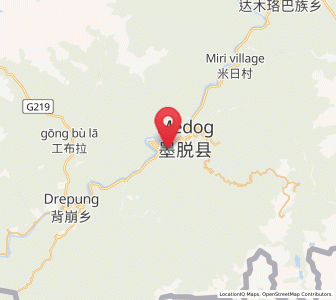 Map of Motuo, Tibet