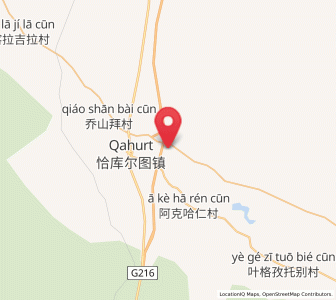 Map of Qahurt, Xinjiang