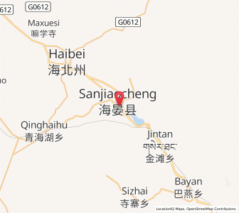 Map of Sanjiaocheng, Qinghai