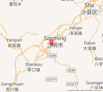 Map of Sanming, Fujian