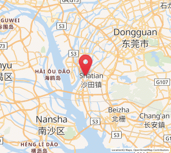 Map of Shatian, Guangdong