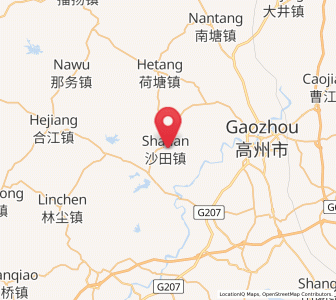 Map of Shatian, Guangdong