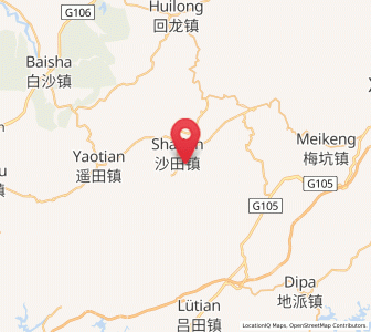 Map of Shatian, Guangdong