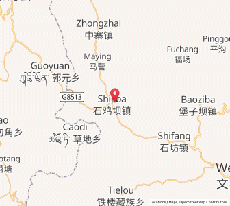 Map of Shijiba, Gansu