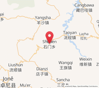 Map of Shimen, Gansu