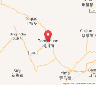 Map of Tongchuan, Gansu